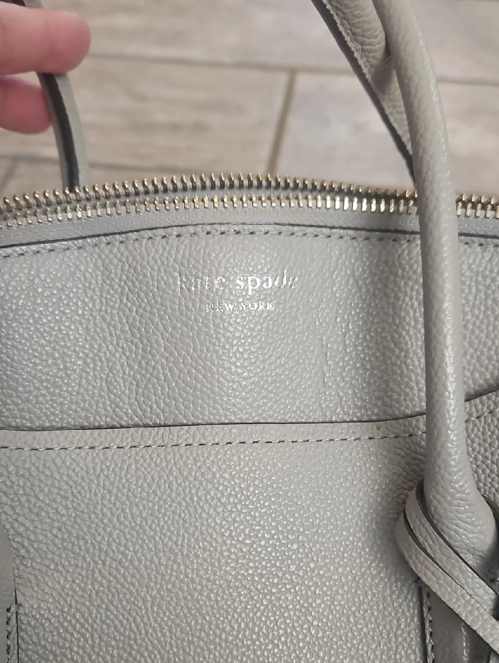 kate spade New York Margaux  gray pebble leather satchel with crossbody strap
